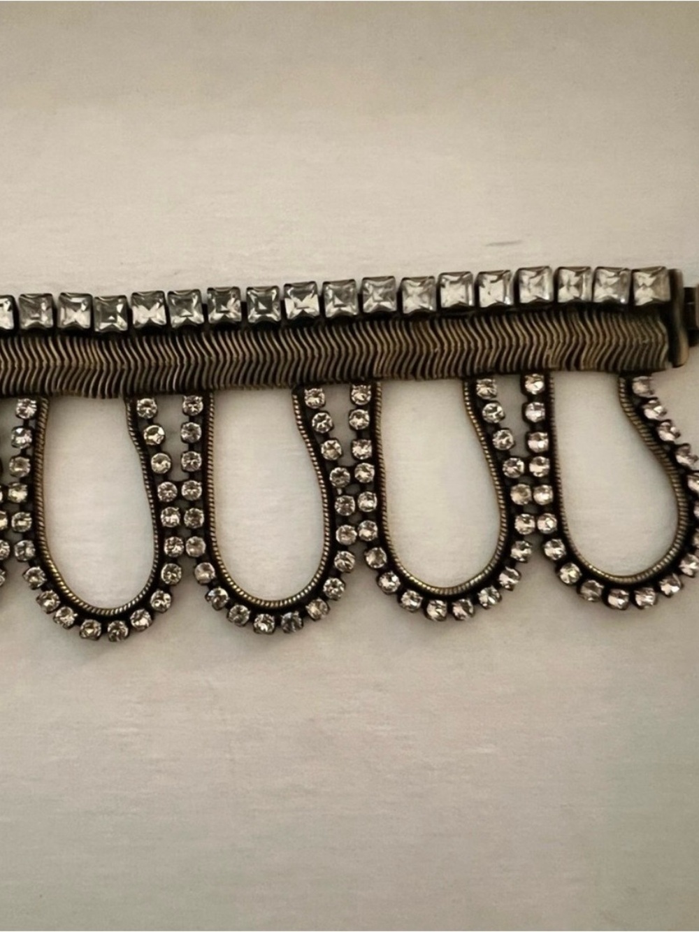 Lionette Silver Rhinestone Loop Fringe Trim Bracelet